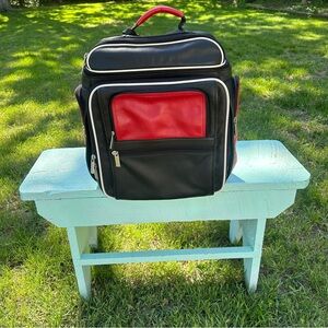Genuine Handmade Red And Black Leather Rucksack Backpack Laptop Bag